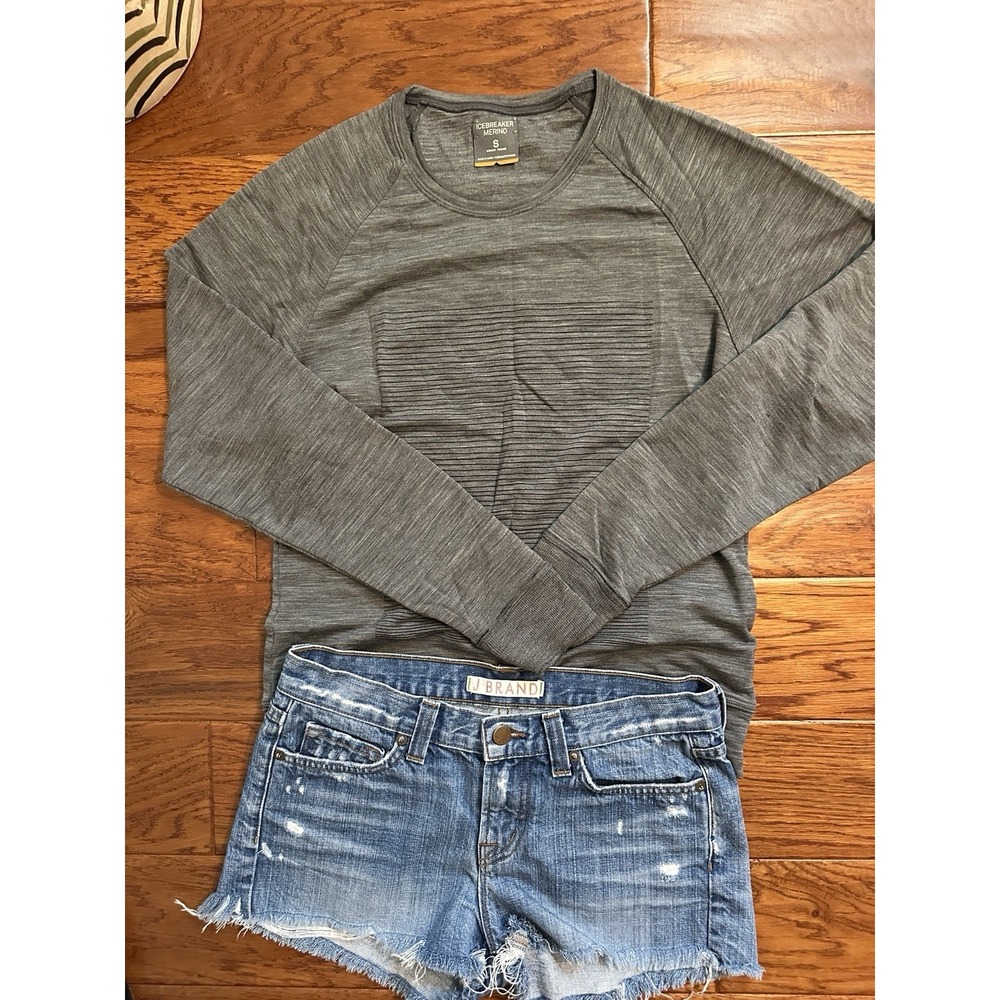 Icebreaker Merino Wool Womens S Gray Raglan Sleeve Textured Pullover READ